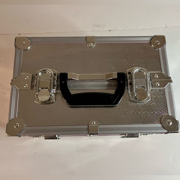 Pink & Silver Makeup Train Case with Multiple Compartments – Portable Organizer - Picture 12 of 16